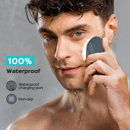 Cepillo Limpiador Facial Silicona Recargable Gris