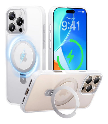 Funda Para iPhone 16 Pro Max Con Soporte Magnética. Blanco