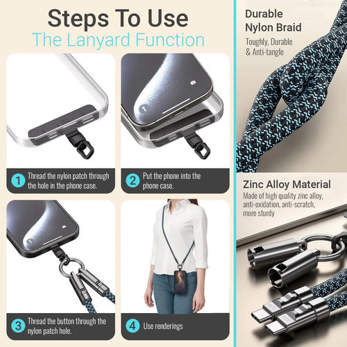 Correa Top-up Crossbody Lanyard 4ft Con Cable Usb-c