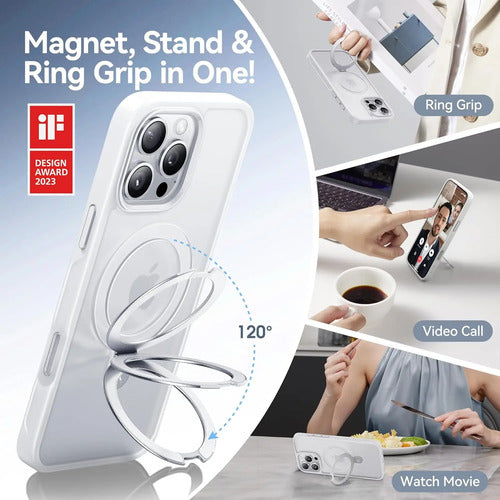 Funda Para iPhone 16 Pro Max Con Soporte Magnética. Blanco