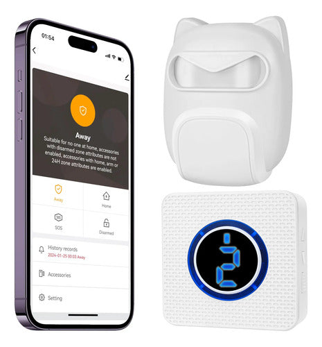 Alarma Inteligente Con Sensor De Movimiento Inalámbrico 2 Receptores Y 1 Sensor