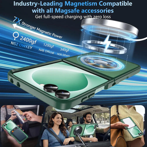 Funda Magnética Para Samsung Galaxy Z Flip 8 Verde Lima Liso