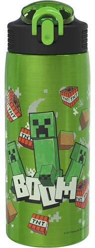 Botella De Agua Zak Minecraft Acero Inoxidable Verde Oscuro