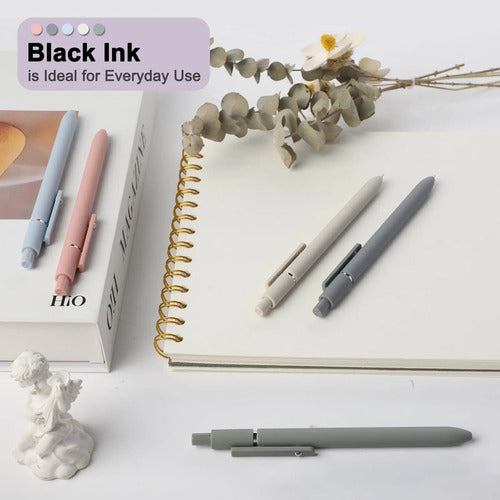 Set De 5 Bolígrafos De Gel De Tinta Negra. Color Del Exterior Negro