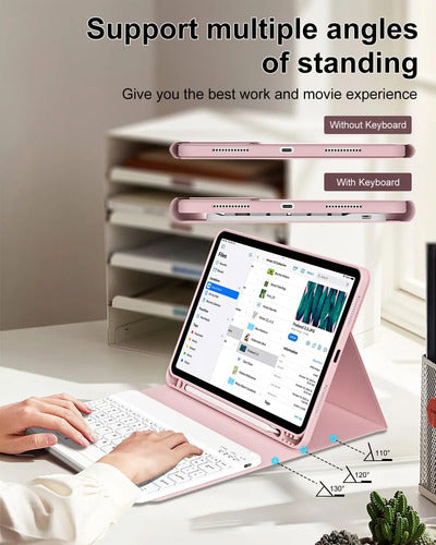 Funda Con Teclado Bluetooth Para iPad Air 11'' M3/m2 & Air Rosa Claro
