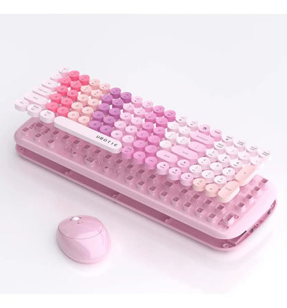 Combo Teclado Y Mouse Inalámbricos Ubotie Rosa Chicle