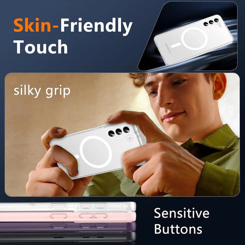 Funda Protectora Magnética Para Samsung Galaxy S21 Azul Liso