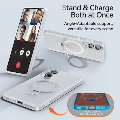 Funda Magnética Con Soporte Para Samsung Galaxy S25 Edge Blanco Lisa