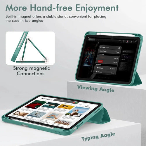 Funda Para iPad A16 Con Soporte Y Porta Lápiz Verde