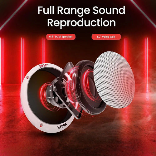Pyle 6.5'' Altavoces Marinos Potentes E Impermeables De 400w Blanco
