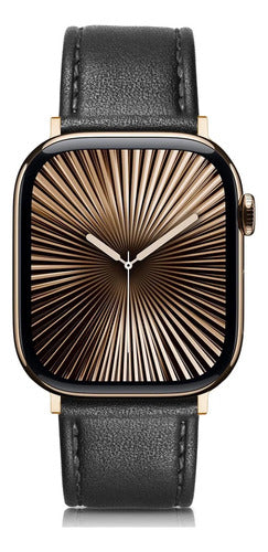 Correa De Cuero Elegante Para Apple Watch Negro 3.8 Cm