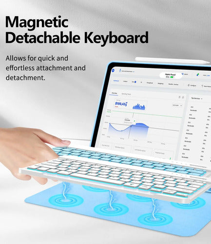 Funda Con Teclado Para iPad Air Y iPad Pro Azul Claro