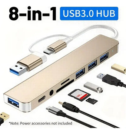 Adaptador Usb C Hub De 8 Puertos Gris Oscuro