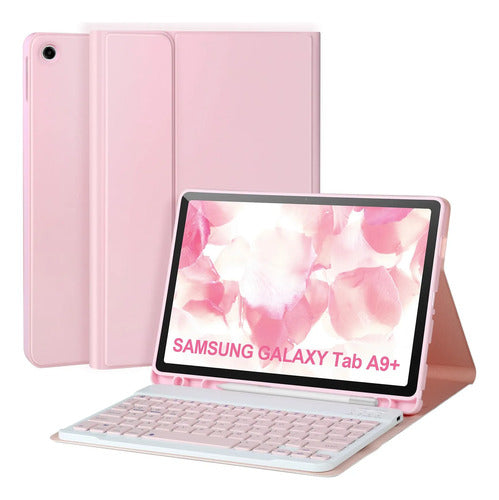 Funda Con Teclado Para Samsung Galaxy Tab A11+/a9+ 11' Rosa