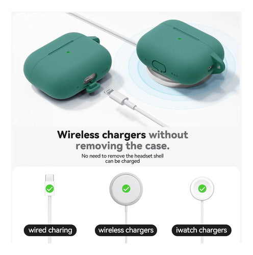 Funda De Silicona Para AirPods Pro 3 Con Kit Limpieza Verde Oscuro