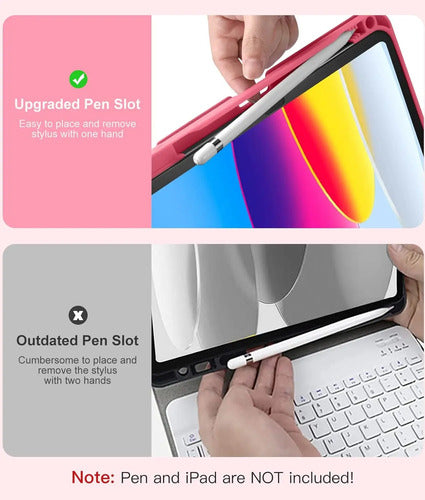 Funda Con Teclado Para iPad 11th 10th Gen Rosa
