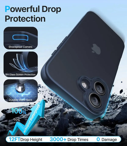 Funda Protectora Para iPhone 16, Antigolpes Azul Marino