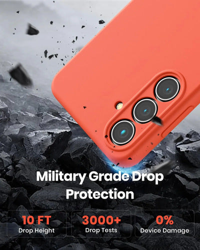 Funda De Silicona Líquida Para Samsung Galaxy S25 Naranja Lisa