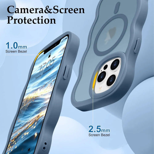 Funda Para iPhone 12 Pro Max Diseño Ondulado Azul Azul