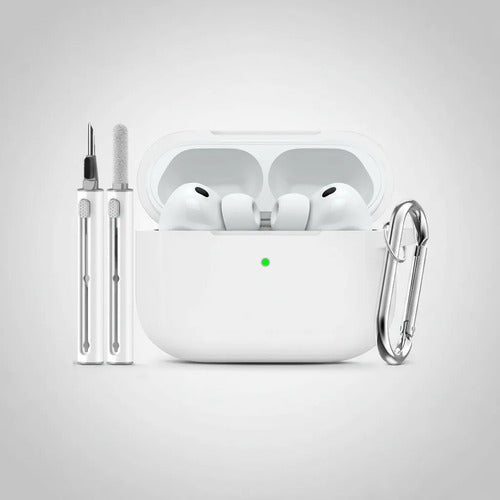 Funda De Silicona Para AirPods Pro 3 Con Kit Limpieza Blanco