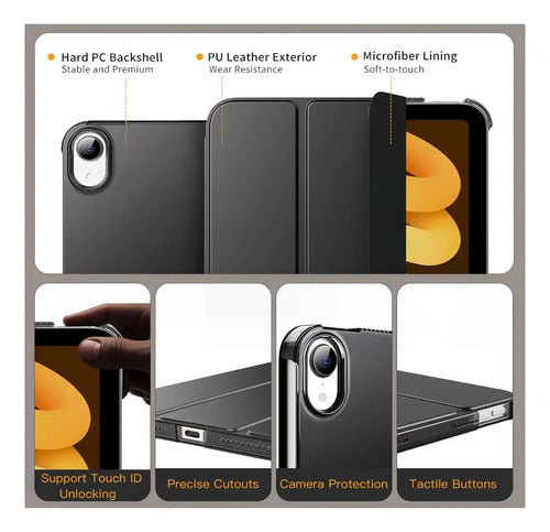 Funda Para iPad Mini 7 (a17 Pro) 2024 Y Mini 6 2021 Negro