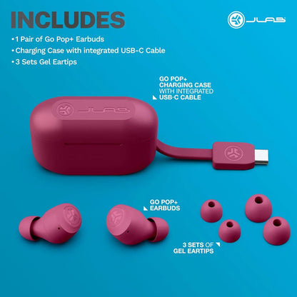 Jlab Go Air Pop+ Auriculares Inalámbricos Bluetooth, Rosa Rosa Oscuro