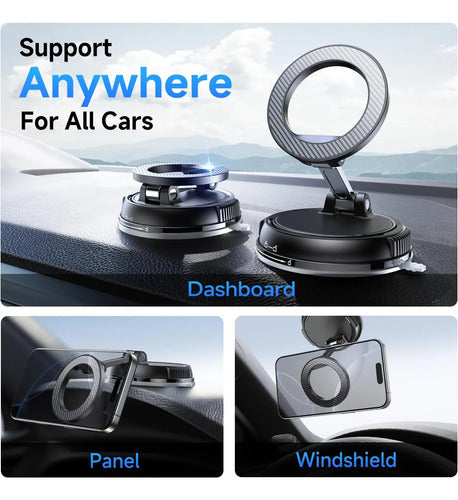 Soporte De Teléfono Para Auto Con Magsafe Y Rotación Carbon Fiber