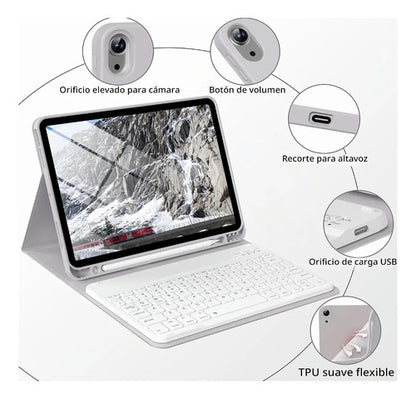 Funda Con Teclado Bluetooth Para iPad Air 11'' M3/m2 & Air Gris