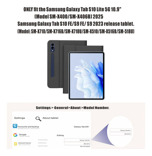 Funda Teclado Para Samsung Galaxy Tab S10 Lite/s10 Fe/s9 Fe Negro