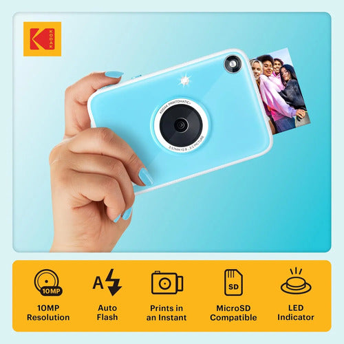 Cámara Digital Kodak Printomatic+ Instant Print 10mp Rosa Azul