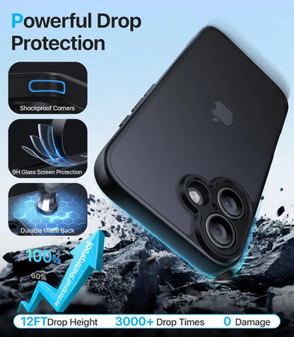 Funda Protectora Para iPhone 16, Antigolpes Negro
