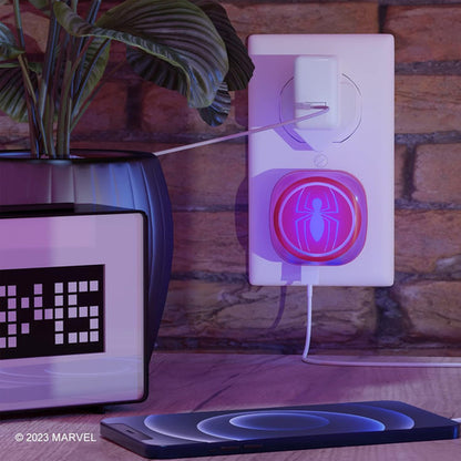 Luz Nocturna Marvel Spiderman Con Led Táctil. Rojo Rojo