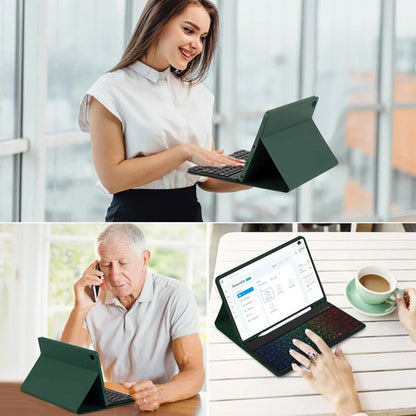 Funda Con Teclado Para Samsung Galaxy Tab A11+/a9. Verde Oscuro