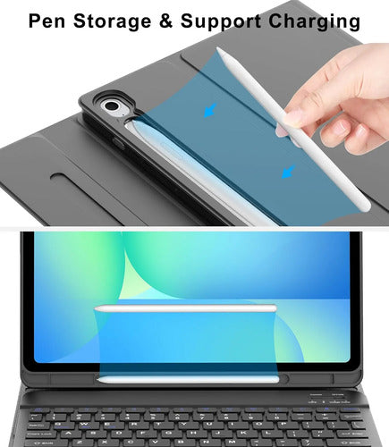 Funda Con Teclado Para Samsung Galaxy Tab S10 Lite/s10 Fe... Negro