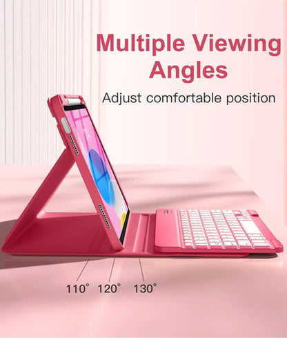 Funda Con Teclado Para iPad 11th 10th Gen Rosa