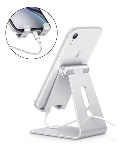 Soporte Omoton Ajustable Para Celular O Tablet. Plateado
