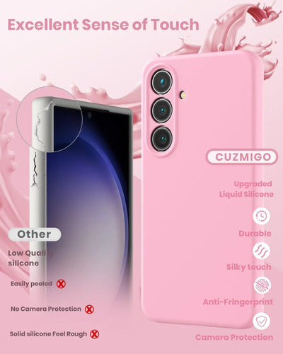 Funda De Silicona Líquida Para Samsung Galaxy S25 Rosa Lisa