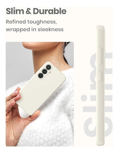 Funda De Silicona Líquida Para Samsung Galaxy S25 Blanco Lisa