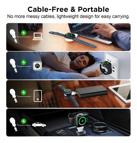 Cargador Usb Portátil Para Apple Watch Usb C Y Usb A Blanco