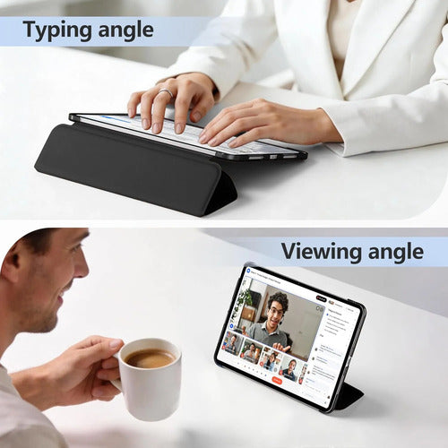 Funda iPad Pro Trasera Translúcida Con Soporte Tríptico Negro