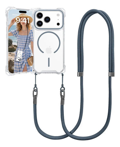 Funda Para iPhone 17 Pro Con Correa Ajustable Gris