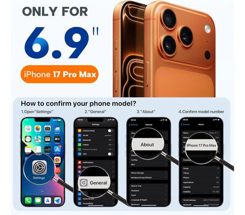 Funda Magnética Miracase Para iPhone 17 Pro Max Azul Acero