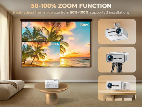 Proyector Mini Portátil Wifi Bluetooth 450 Ansi 1080p Blanco