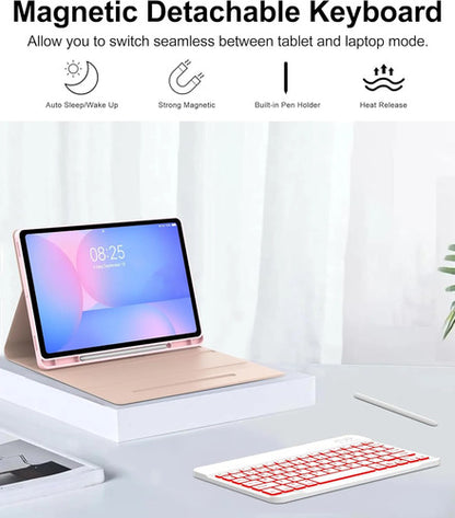 Funda Con Teclado Para Samsung Galaxy Tab S10 Lite/s10 Fe... Rosa