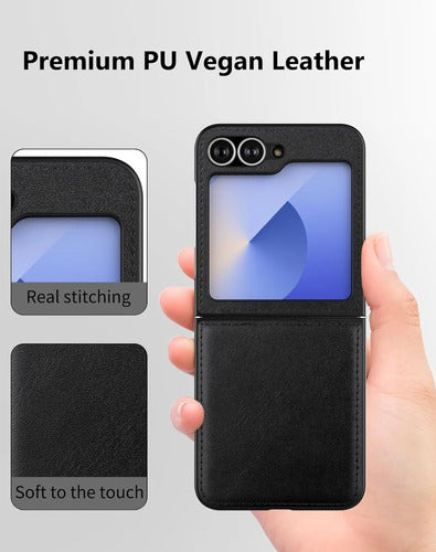 Funda De Cuero Vegano  Para Samsung Galaxy Z Flip 6/7 Fe