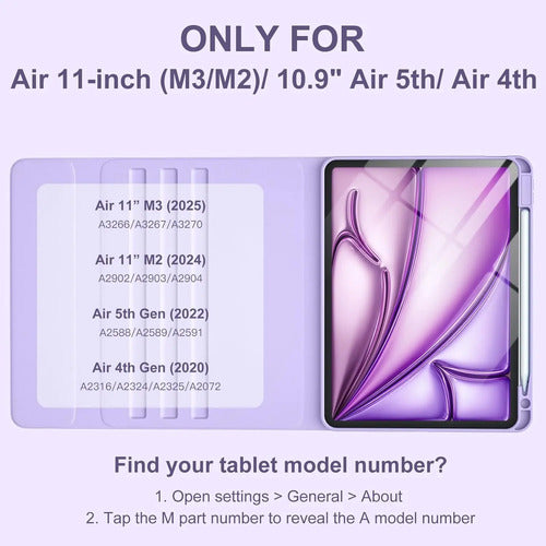 Funda Con Teclado Para iPad Air 11''/5a 4a Gen Morado