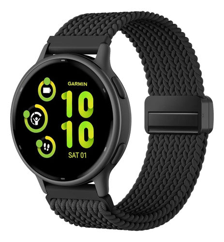 Correa Magnética Trenzada Compatible Con Garmin Vivoactive Negro 2 Cm
