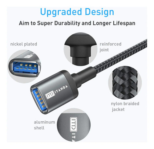 Cable De Extensión Usb 3.0 De 3 Metros Color