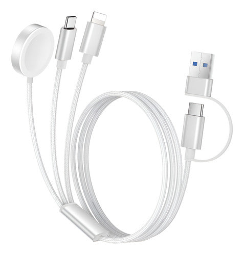 Cable De Carga 3 En 2 Temdan Para Apple Watch Y iPhone Blanco