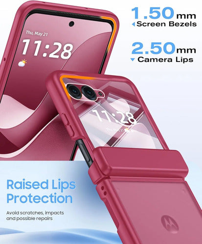 Funda Motorola Razr Ultra 2025, Protector Pantalla Rosa